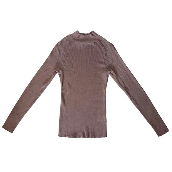 Reitmans R Essentials Fitted Long Sleeve Mock Neck Ribbed Knit Tee - Picture 2 of 3